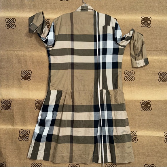 Burberry Brit Brown Novacheck Cotton Drop Waist Dress Size 12 - Picture 16 of 16